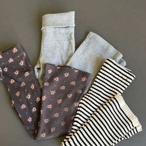 Kids Ribbed Leggings 3-Pack - Gray, Charcoal Floral, Black Stripe